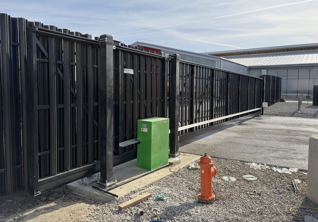 Slide gate shown closed at an angle
